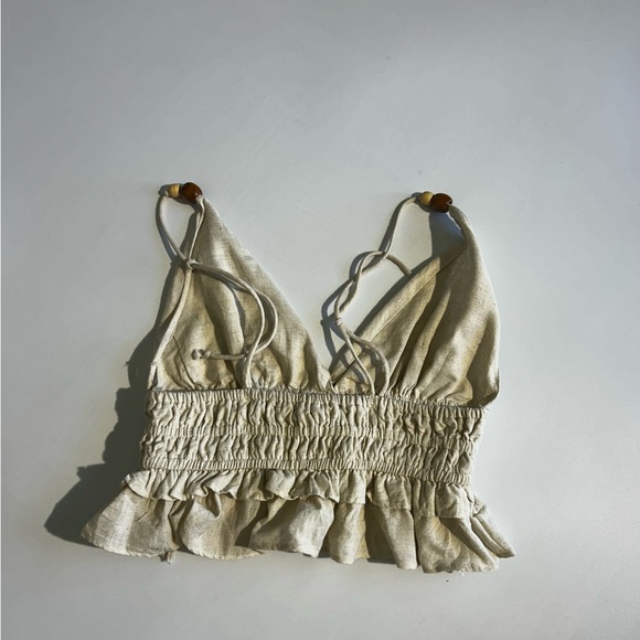 Cream Ruffled Crop Top - Picture 3 of 3